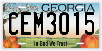GA license plate CEM3015