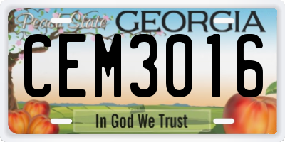 GA license plate CEM3016