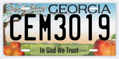 GA license plate CEM3019