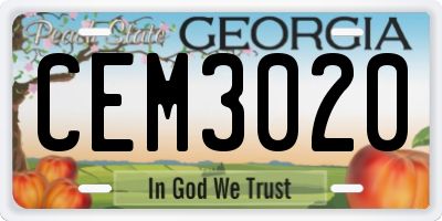 GA license plate CEM3020