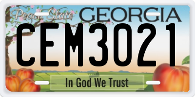 GA license plate CEM3021