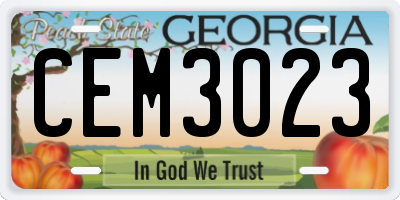 GA license plate CEM3023