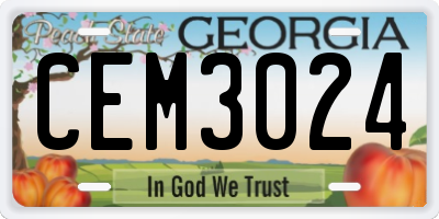 GA license plate CEM3024