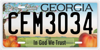 GA license plate CEM3034