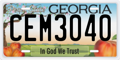 GA license plate CEM3040
