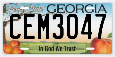 GA license plate CEM3047