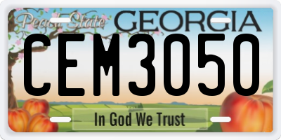 GA license plate CEM3050
