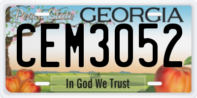GA license plate CEM3052