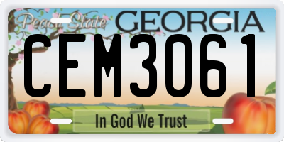 GA license plate CEM3061