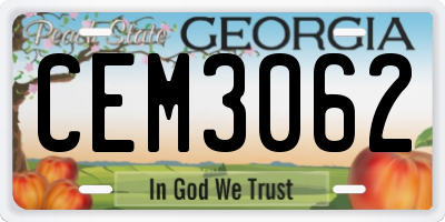 GA license plate CEM3062