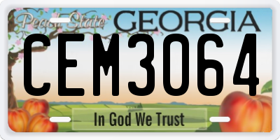 GA license plate CEM3064