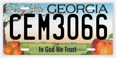GA license plate CEM3066