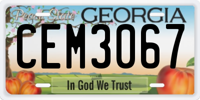 GA license plate CEM3067