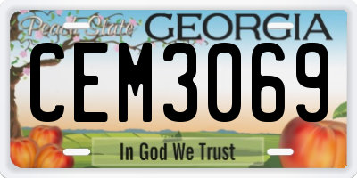 GA license plate CEM3069