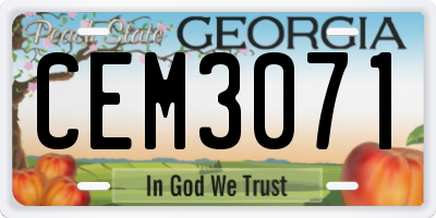 GA license plate CEM3071