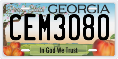GA license plate CEM3080