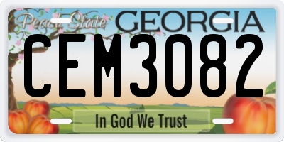 GA license plate CEM3082