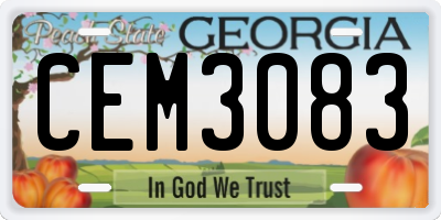 GA license plate CEM3083