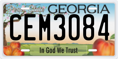 GA license plate CEM3084
