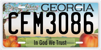 GA license plate CEM3086