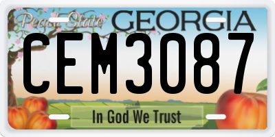 GA license plate CEM3087