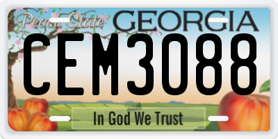 GA license plate CEM3088