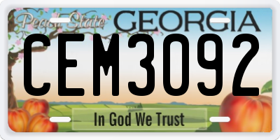 GA license plate CEM3092