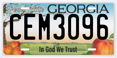 GA license plate CEM3096