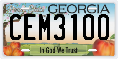 GA license plate CEM3100