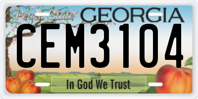 GA license plate CEM3104