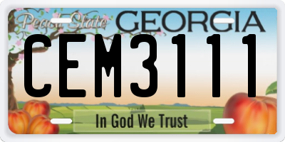 GA license plate CEM3111