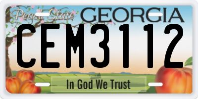 GA license plate CEM3112