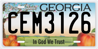 GA license plate CEM3126