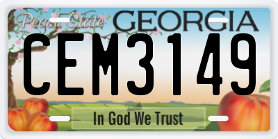GA license plate CEM3149
