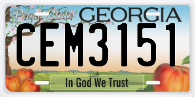 GA license plate CEM3151