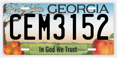 GA license plate CEM3152