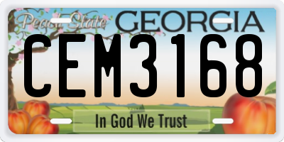 GA license plate CEM3168