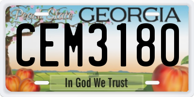 GA license plate CEM3180