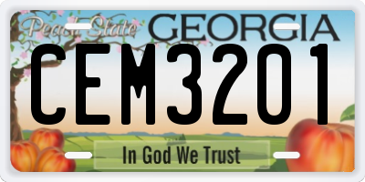 GA license plate CEM3201