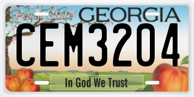 GA license plate CEM3204