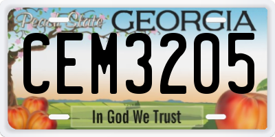 GA license plate CEM3205
