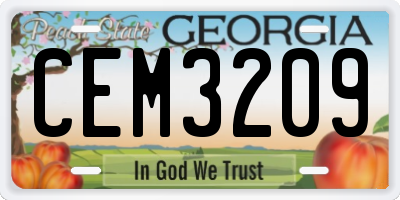 GA license plate CEM3209