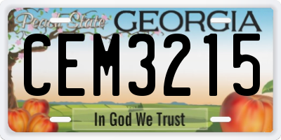 GA license plate CEM3215
