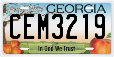 GA license plate CEM3219