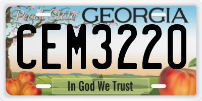 GA license plate CEM3220