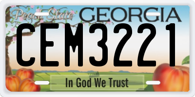 GA license plate CEM3221