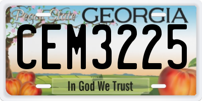 GA license plate CEM3225
