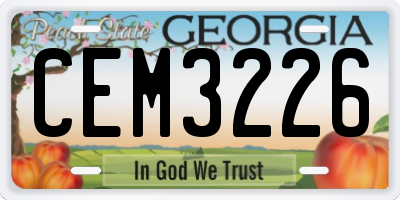 GA license plate CEM3226