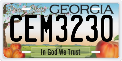 GA license plate CEM3230