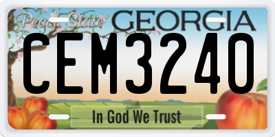 GA license plate CEM3240